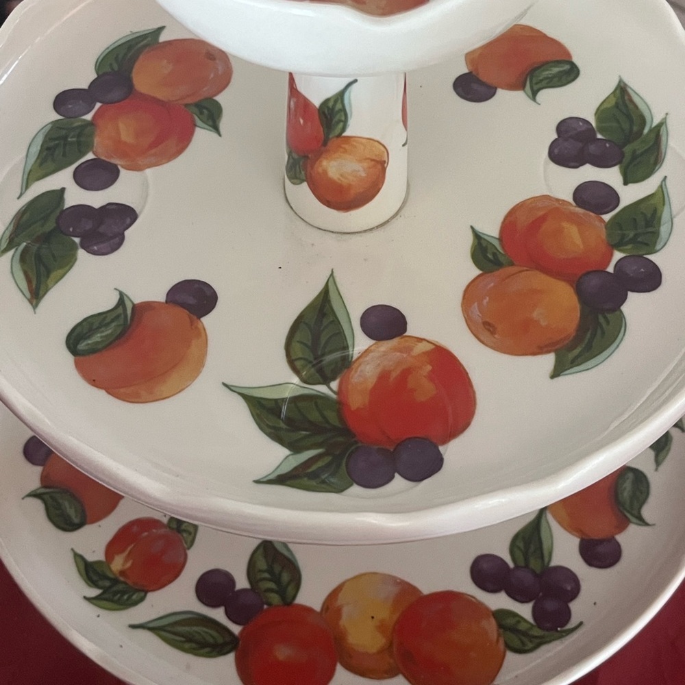 Fruit Design Three-Tiered Serving Tray